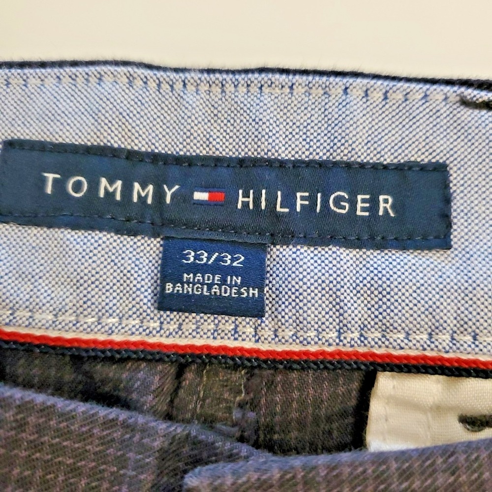 Tommy Hilfiger‎ Mens Dress Pants 33 / 32 Blue Gray mini check plaid pattern - Picture 2 of 10